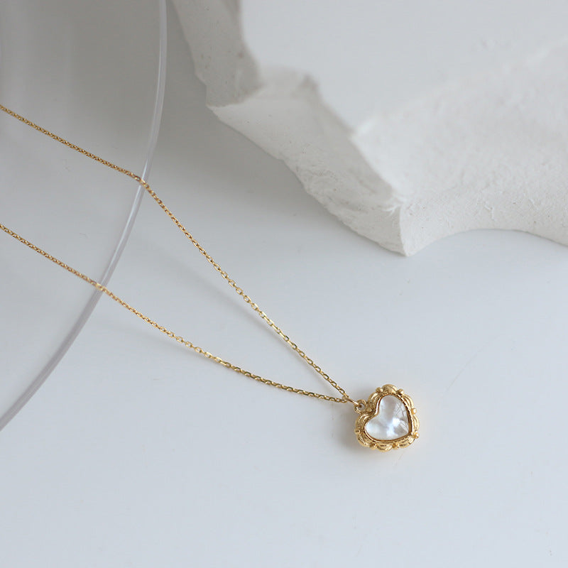 Cute Heart Shell Pendant Gold Plated Necklace 6W6JNC1079