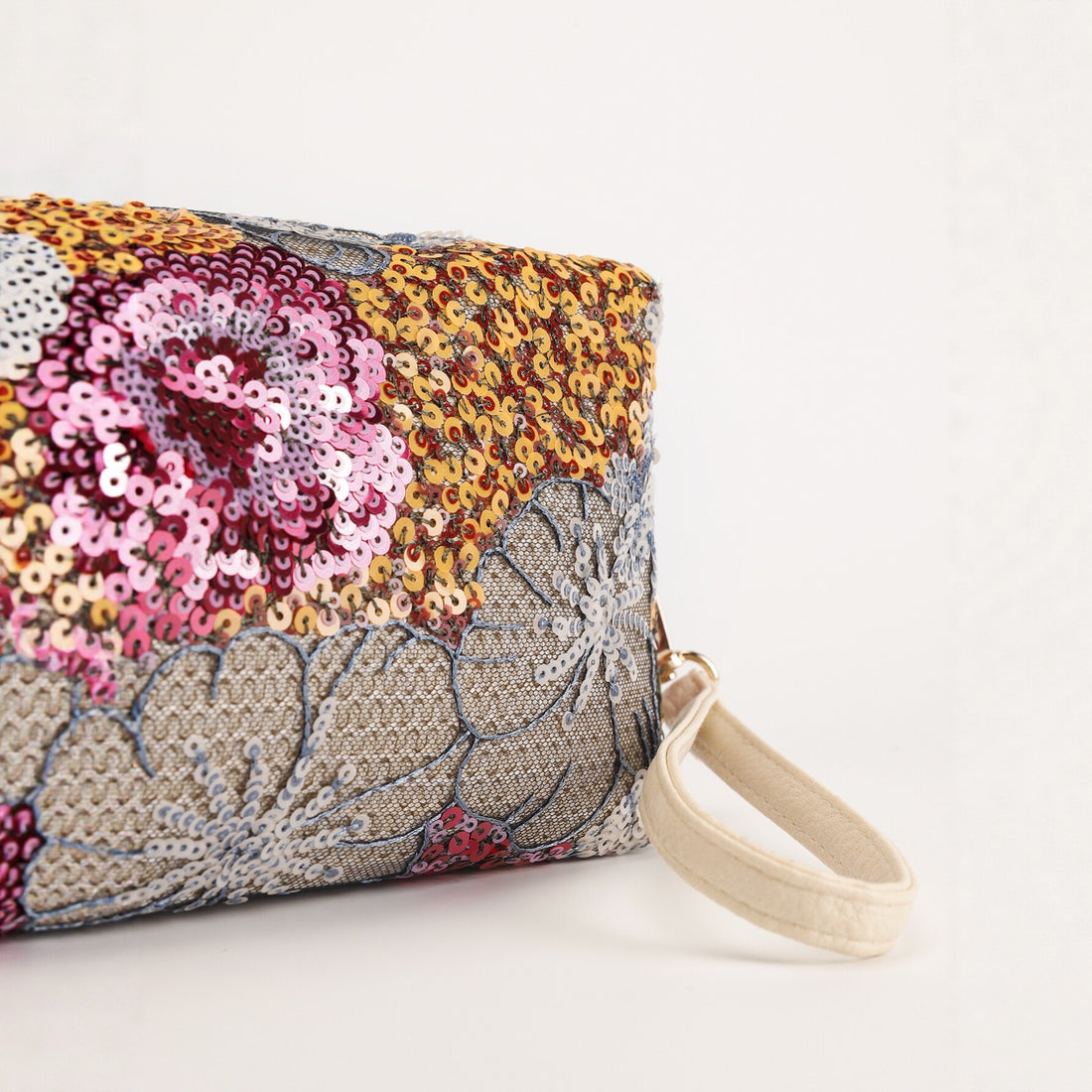 Sequin Embroidery Flower Makeup Bag - DippedShop Wholesale - #3411