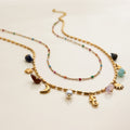Boho Style Double Layered Stone Pendant Necklace 6W6JNC424