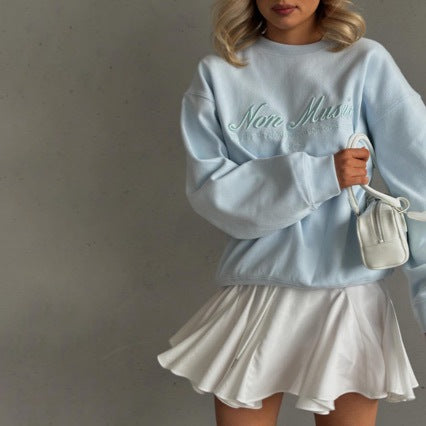 Letter Embroidery Loose Hoodie - DippedShop Wholesale - #8483