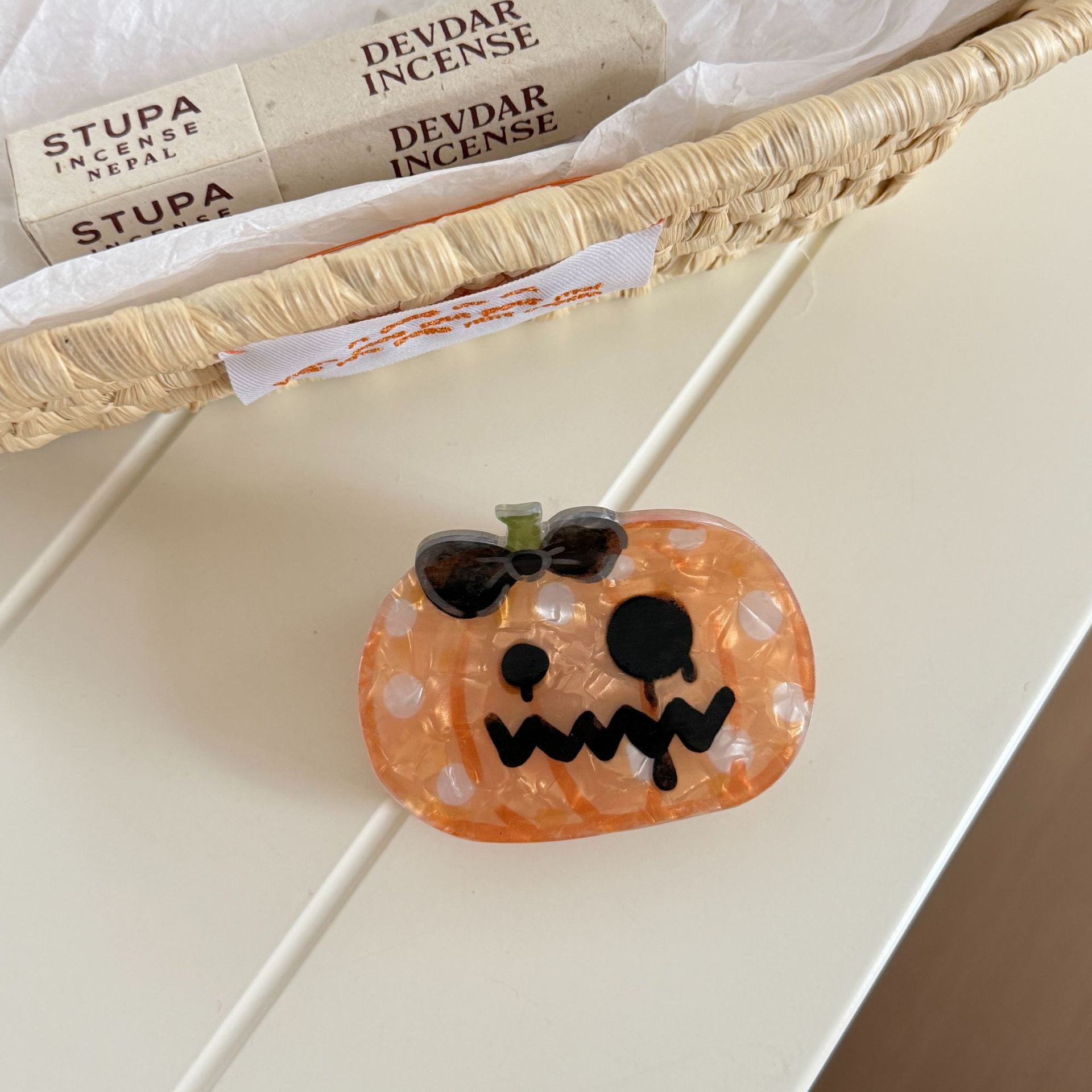 Cute Pumpkin Ghost Halloween Hair Claw 6W6HCP1323