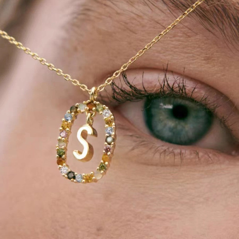 Colorful CZ Letter Pendant - DippedShop Wholesale - #3443