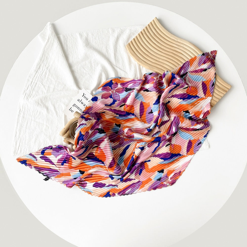 Pleated Floral Neckerchief Scarf - DippedShop Wholesale - #2771