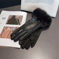 Rhinestone Plush Warm Gloves - DippedShop Wholesale - #0339