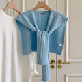 Trendy Cable Knit Solid Color Sweater Shawl 6W6NSC54