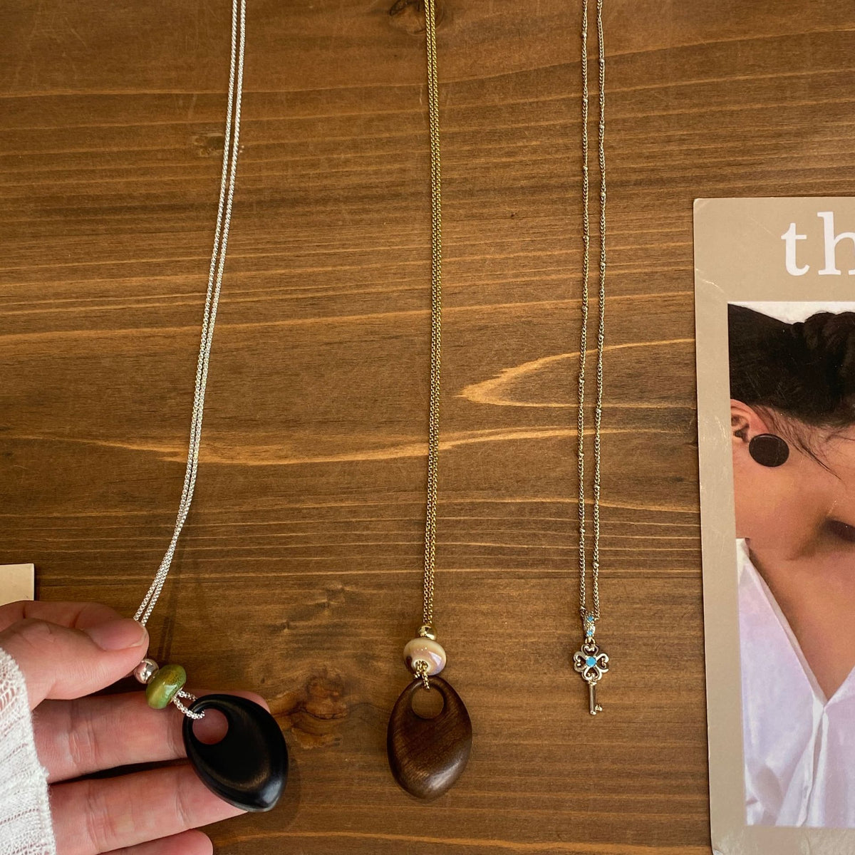 Wooden Teardrop Pendant Necklace - DippedShop Wholesale - #8707