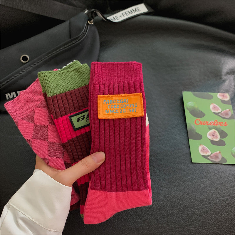 Stylish Color Block Striped Knit Socks 6W8FSO1000