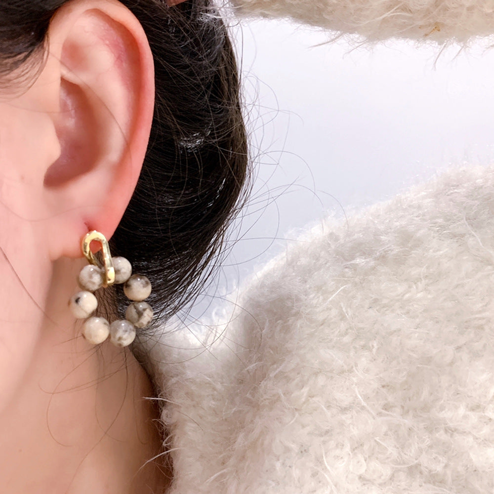 Vintage-textured Natural Stone Earrings DP26I633W