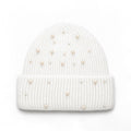 Elegant Pearl Wool Blend Knit Beanie Hat 6W6HAT643