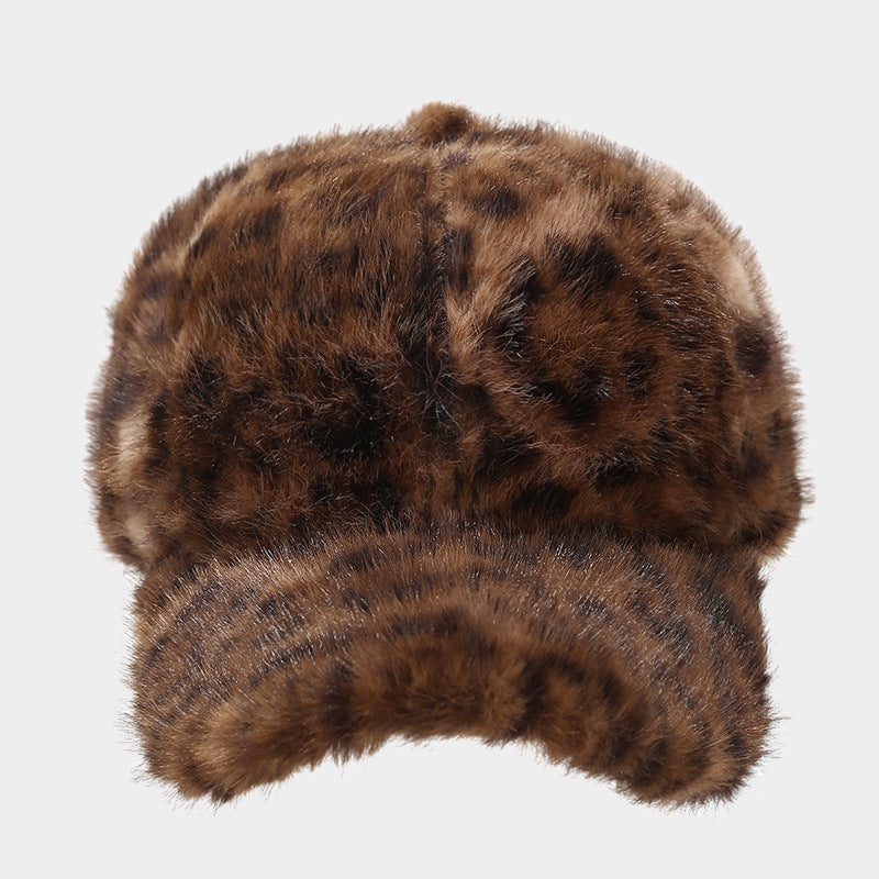 Furry Leopard Print Baseball Cap - DippedShop Wholesale - #8643