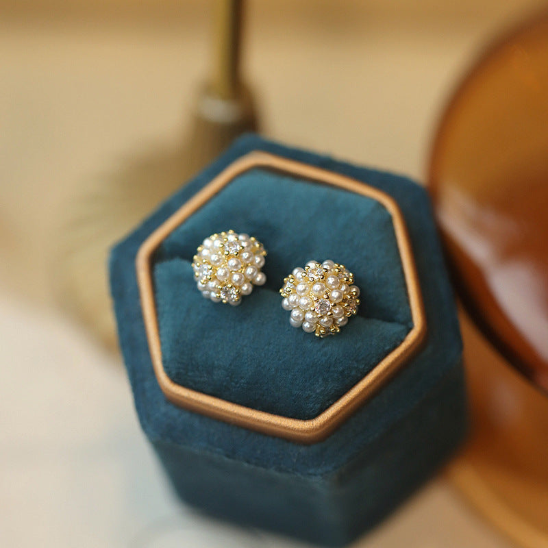 Delicate Rhinestone Pearl Simple Stud Earrings DPJE1474