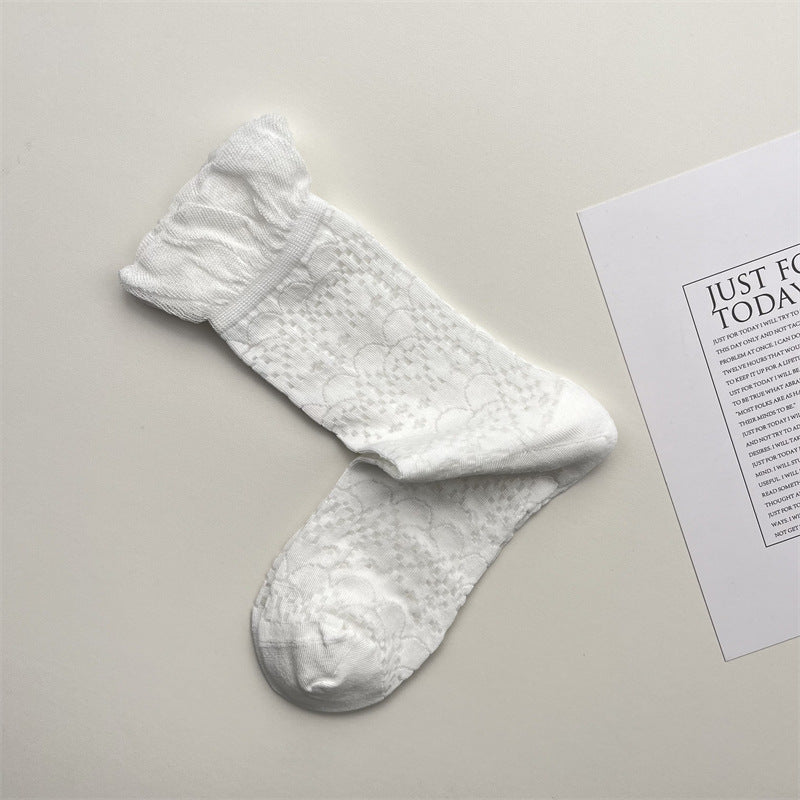 Sweet Bubble Ruffle Cuff Mesh Socks 6W8FSO771