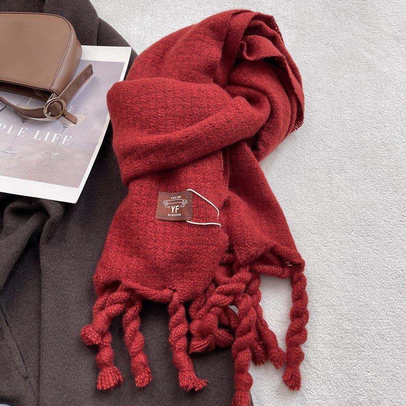 Cashmere-Feel Tassel Scarf - DippedShop Wholesale - #9587
