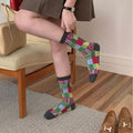 Vinatge Plaid Color Contrast Soft Crew Socks 6W8FSO816