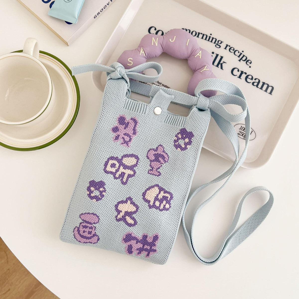 Cute Cartoon Print Knit Crossbody - DippedShop Wholesale - #0691