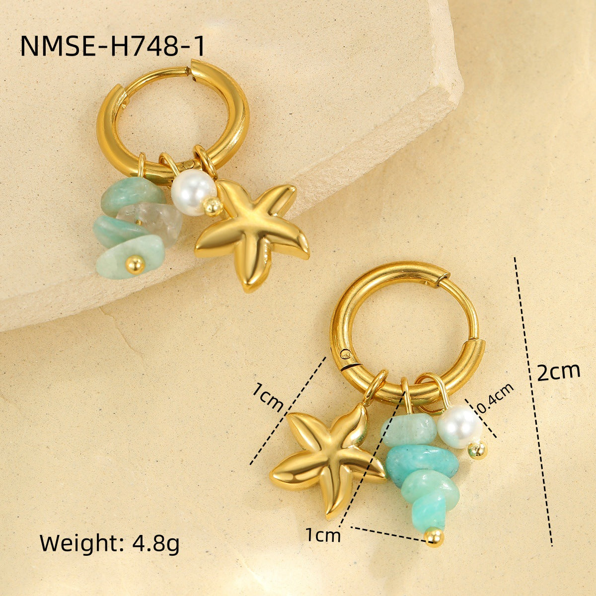 Starfish Shell Hoop Earrings - DippedShop Wholesale - #6163