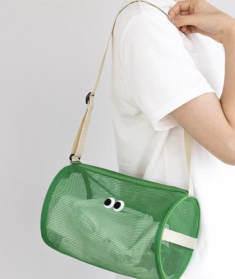 Cylindrical Mesh Solid Color Hollow Shoulder Bag 8CW6BBG470L