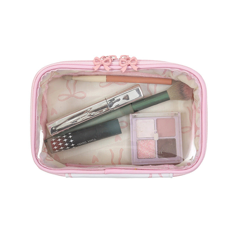 Cute Waterproof Bowknot Clear PVC Makeup Bag 6S5CO199