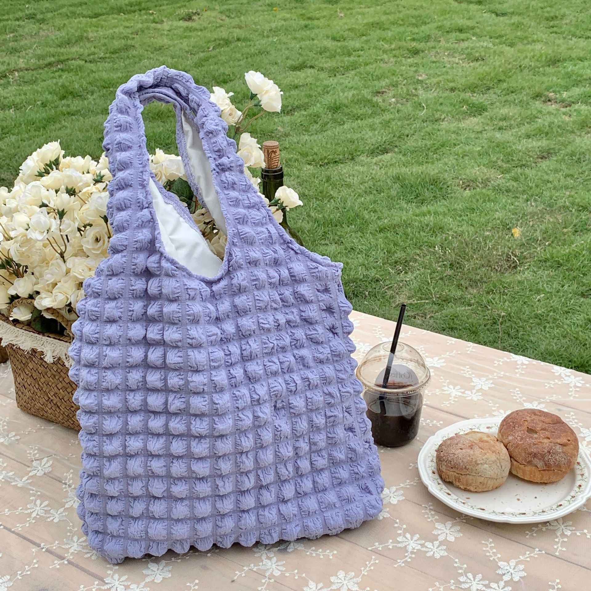 Solid Color Pleated Shoulder Bag - DippedShop Wholesale - #6659