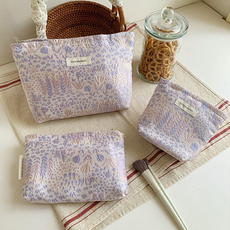 Floral Embossed Portable Large Capacity Makeup Bag MK2BW6W10BOB396