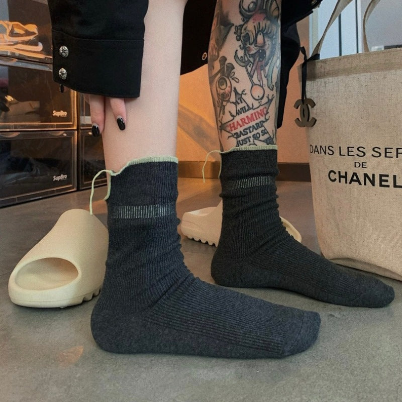 Back-Slit Crew Socks - DippedShop Wholesale - #0931