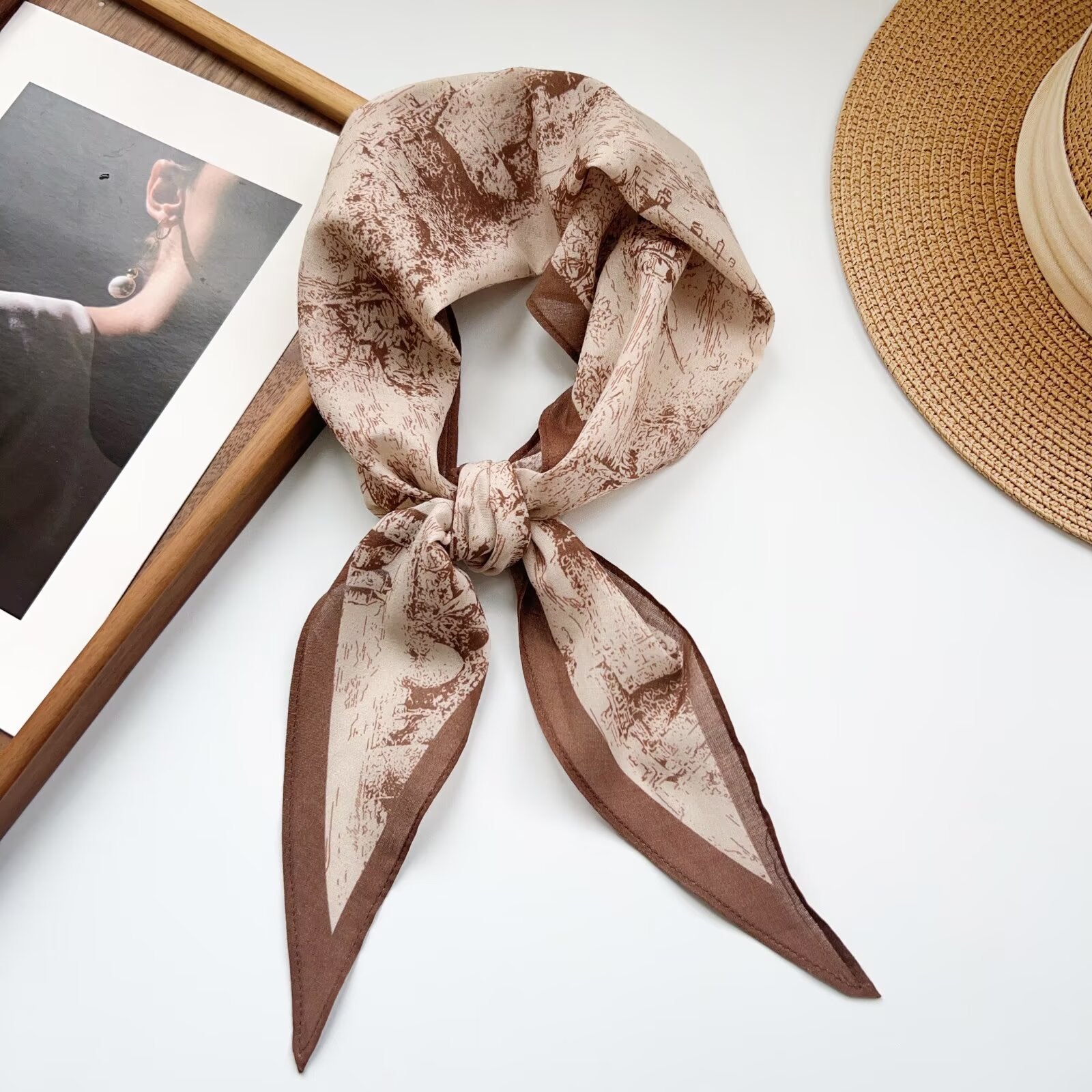 Trendy Flower Print Cotton Neckerchief Head Scarf MK2BW6W6NSI12