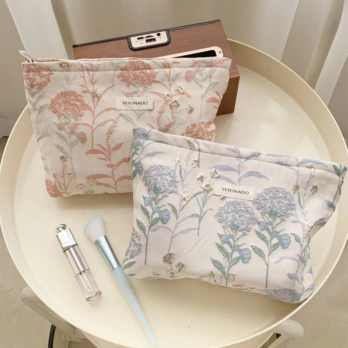 Fresh Large Capacity Floral Jacquard Makeup Bag MK2BW6W10BOB392