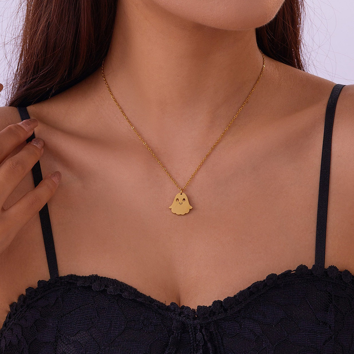 Simple Halloween Pumpkin Ghost Choker Necklace 6W6JNC613