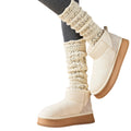 Solid Color Hollow Out Knit Calf Socks 6W8FSO887