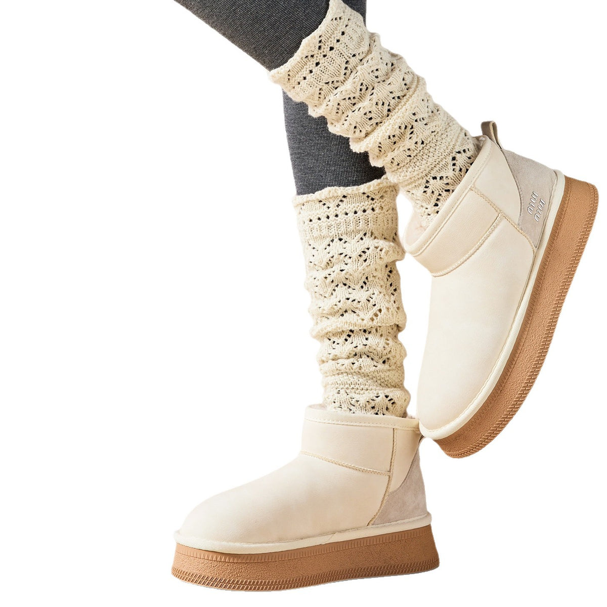 Solid Color Hollow Out Knit Calf Socks 6W8FSO887