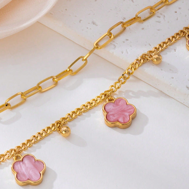 Trendy Gold Plated Four Leaf C - DippedShop Wholesale - #5235