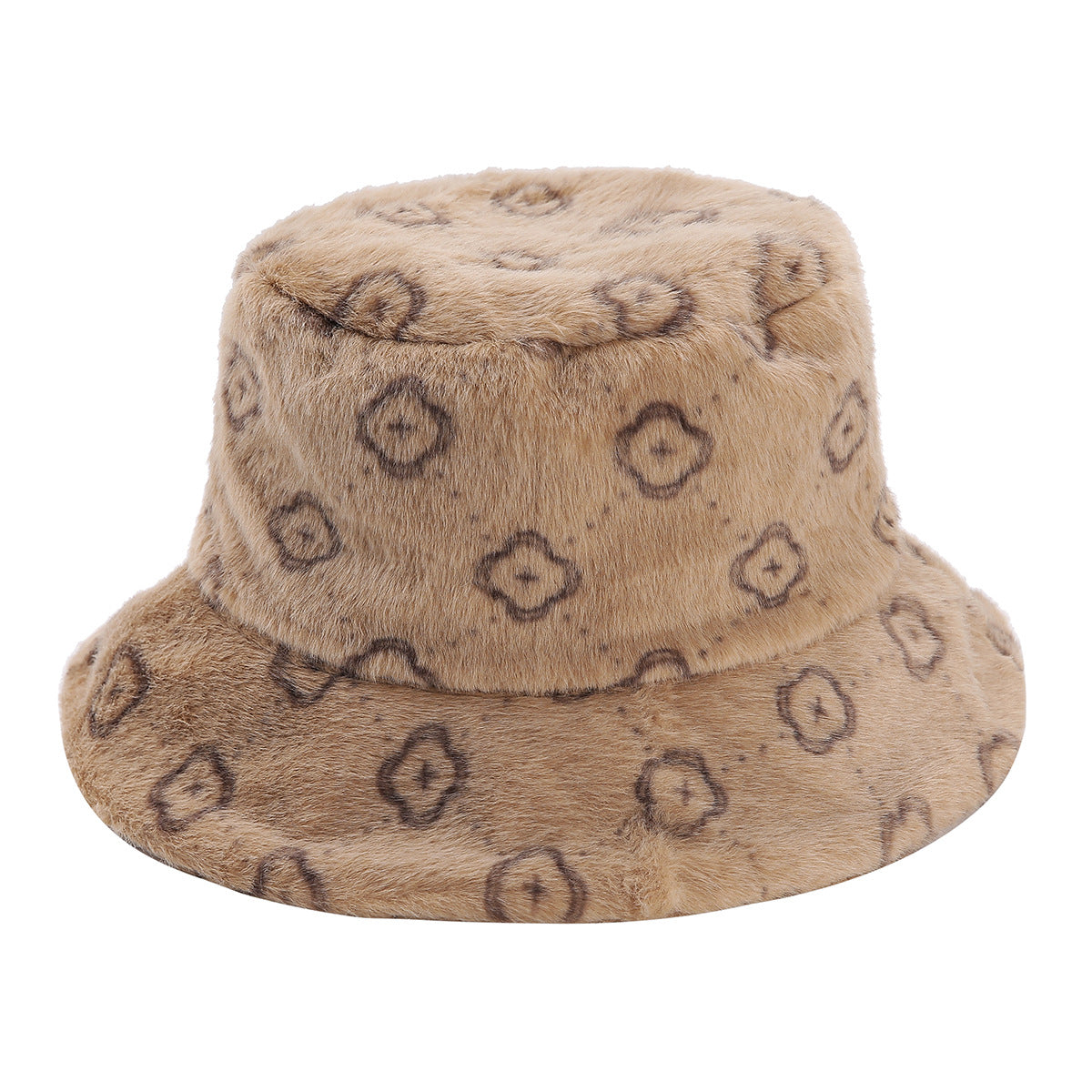 Cute Color Block Fluffy Fur Warm Bucket Hat 6W6HAT818