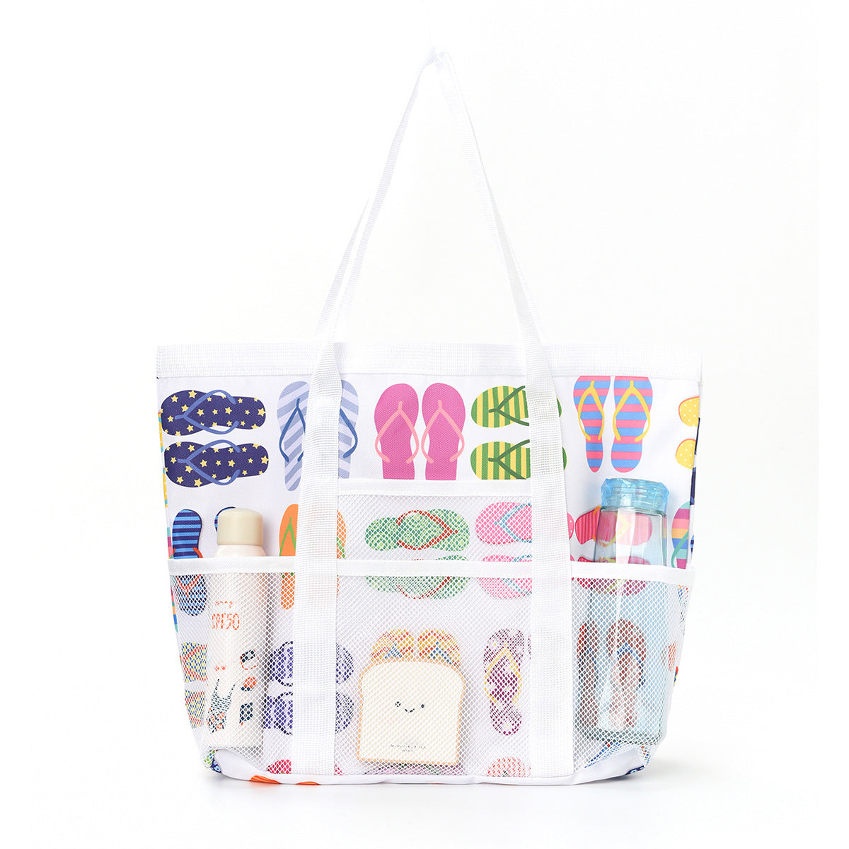 Trendy Mesh Leaf Print Multi-Pockets Storage Bag 8BW6BOB88T