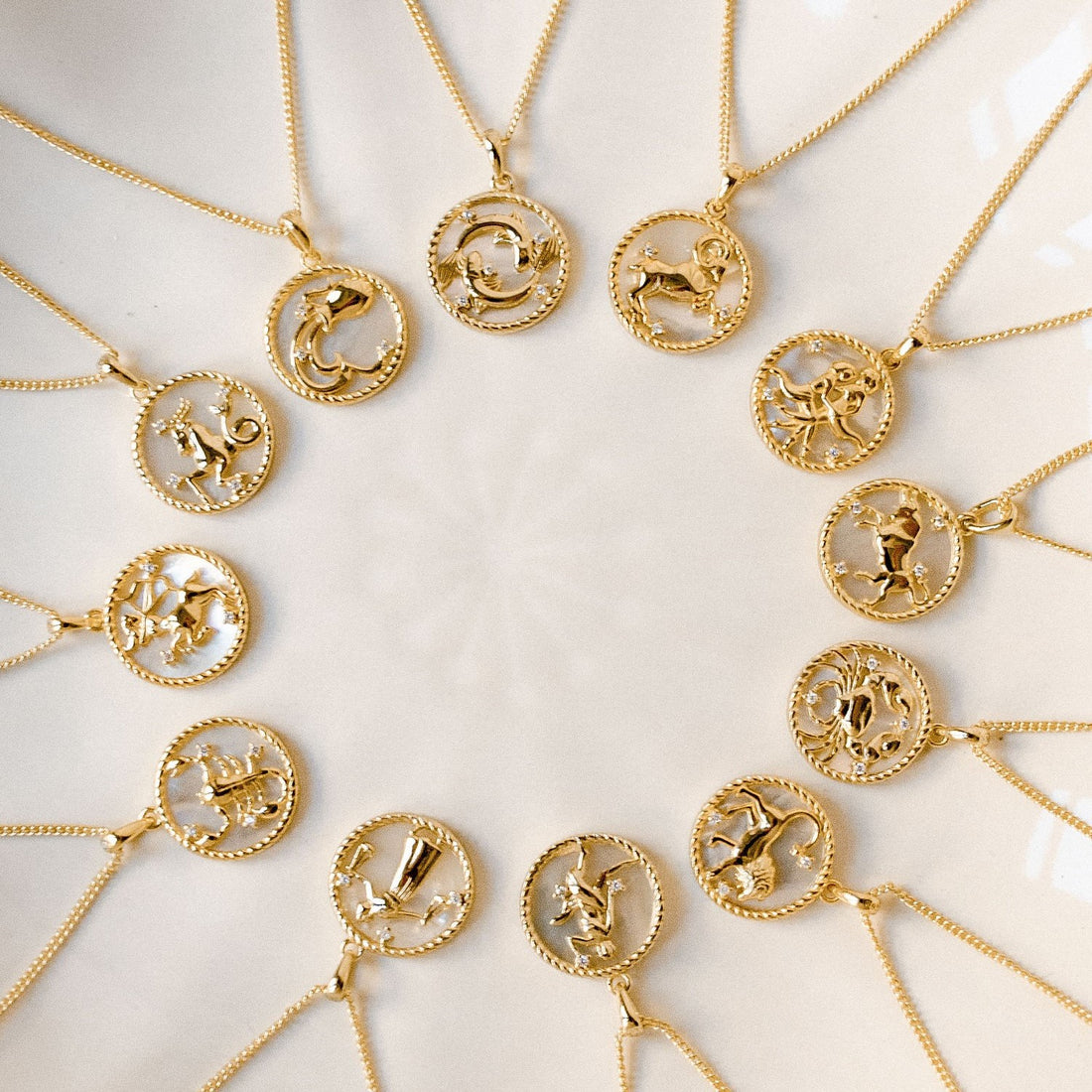 Gold Plated Zodiac Pendant Necklace - DippedShop Wholesale - #3875