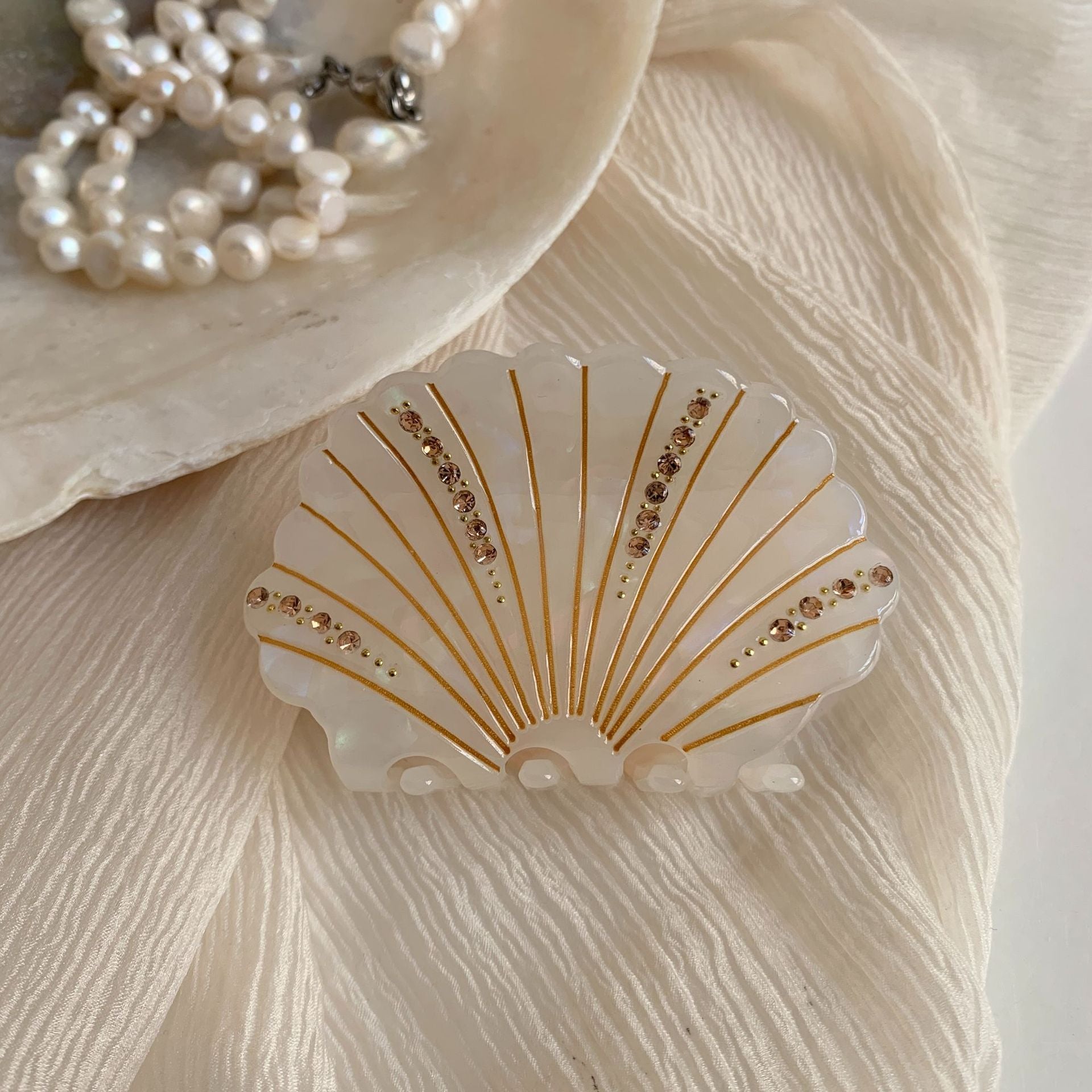 Creative Shell Shape Rhinestones Acetate Hair Clip MK2PM6W6HCP12
