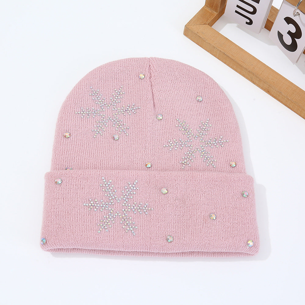 Rhinestone Snowflake Knit Beanie - DippedShop Wholesale - #8067