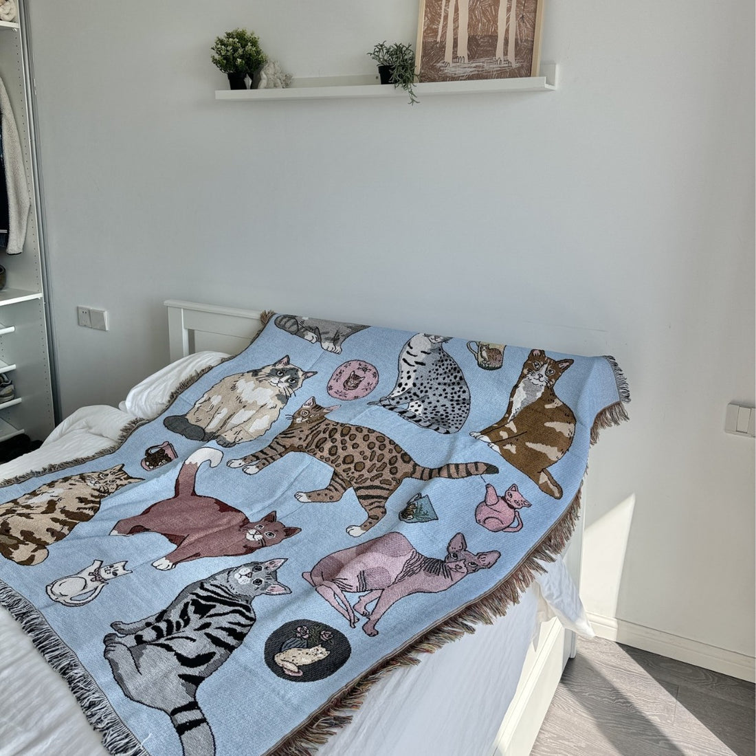 Cozy Funny Cat Prints Tapestry Throw Blanket DP25F925