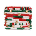 USA Flag Heart Pendant Beaded Chain Bracelet 8ZA6JBR306L