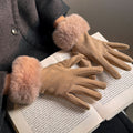 Faux Suede Fur Cuff Gloves - DippedShop Wholesale - #2035