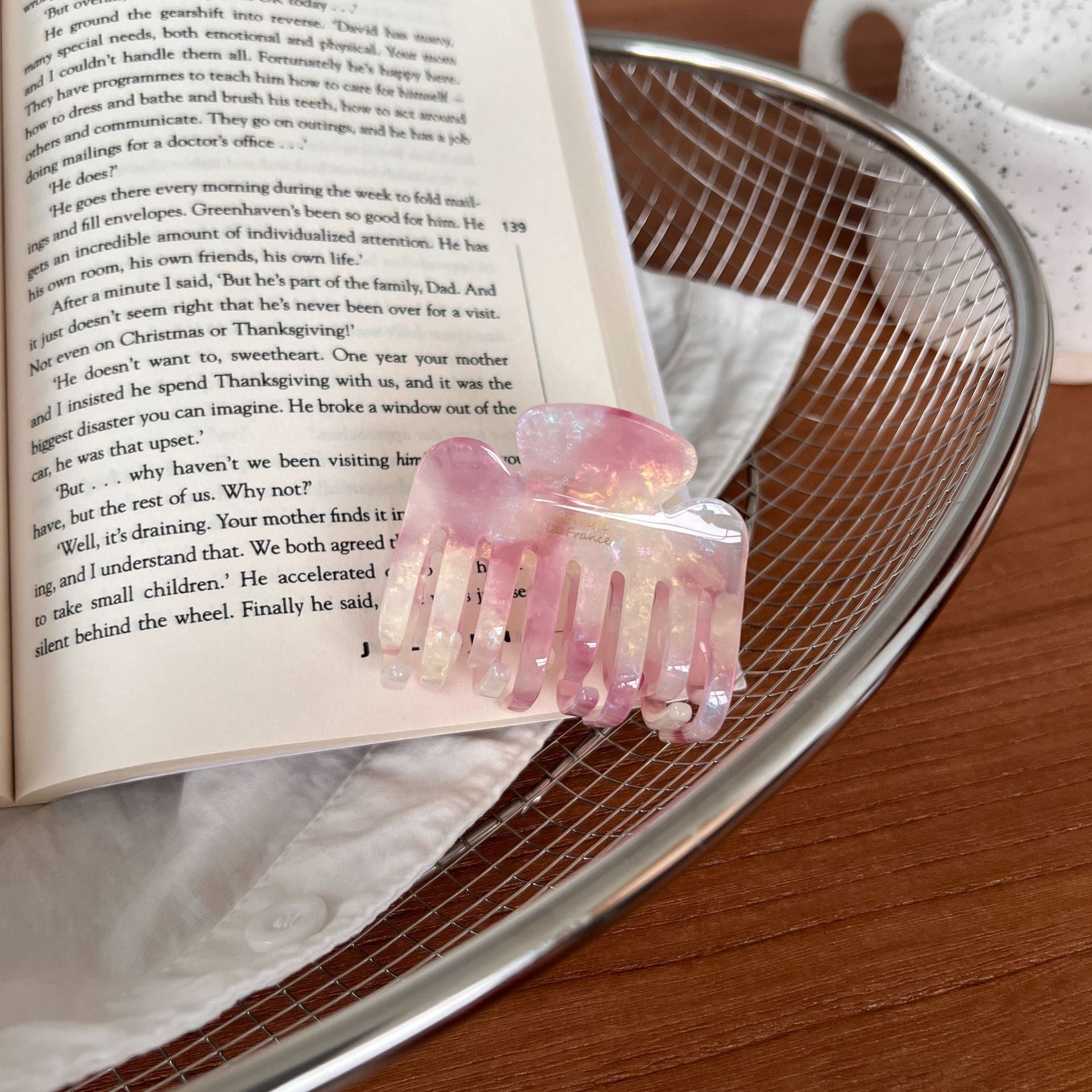 Simple Marble Textutred Acetate Mini Hair Clip 6W6HCP1301