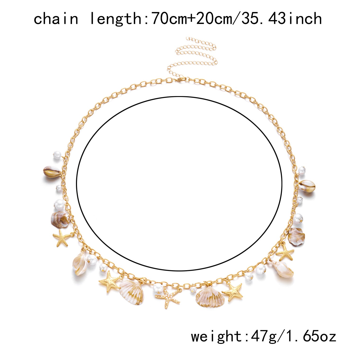 Boho Gold Plated Shell Starfish Waist Chain 8ZA6JBC89T