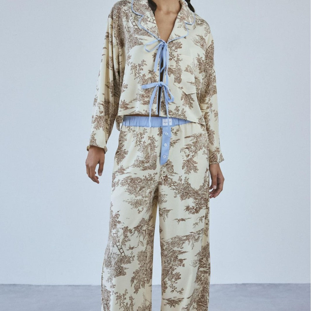 Floral Print Long Sleeve Long Pants Sleepwear Set DP25F876