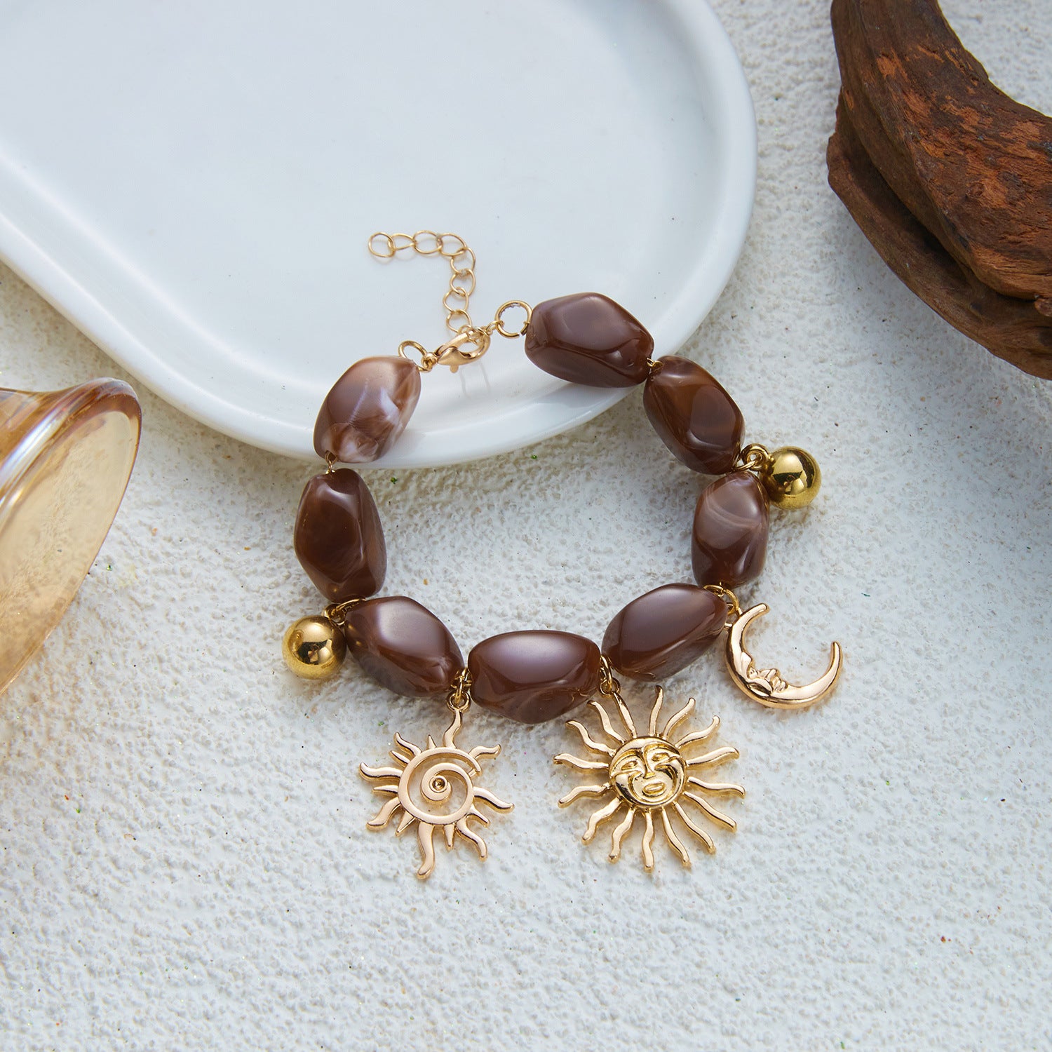 Vintage Irregular Resin Beaded Sun Pendant Bracelets 6W6JBR633