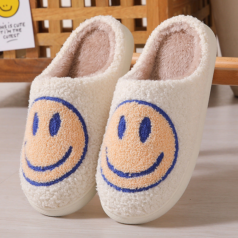 Cute Cartoon Smile Fuzzy Plush Winter Slippers 6W8FSP240
