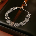 Vintage Silver Plated Lace Hollow Adjustable Bracelet 6W6JBR691