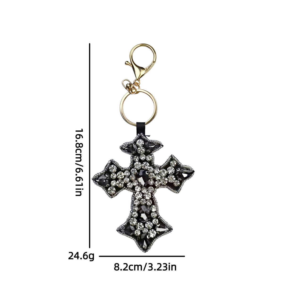 Vintage Rhinestones Cross Pendant Keychain Bag Charm 6W10BBC820
