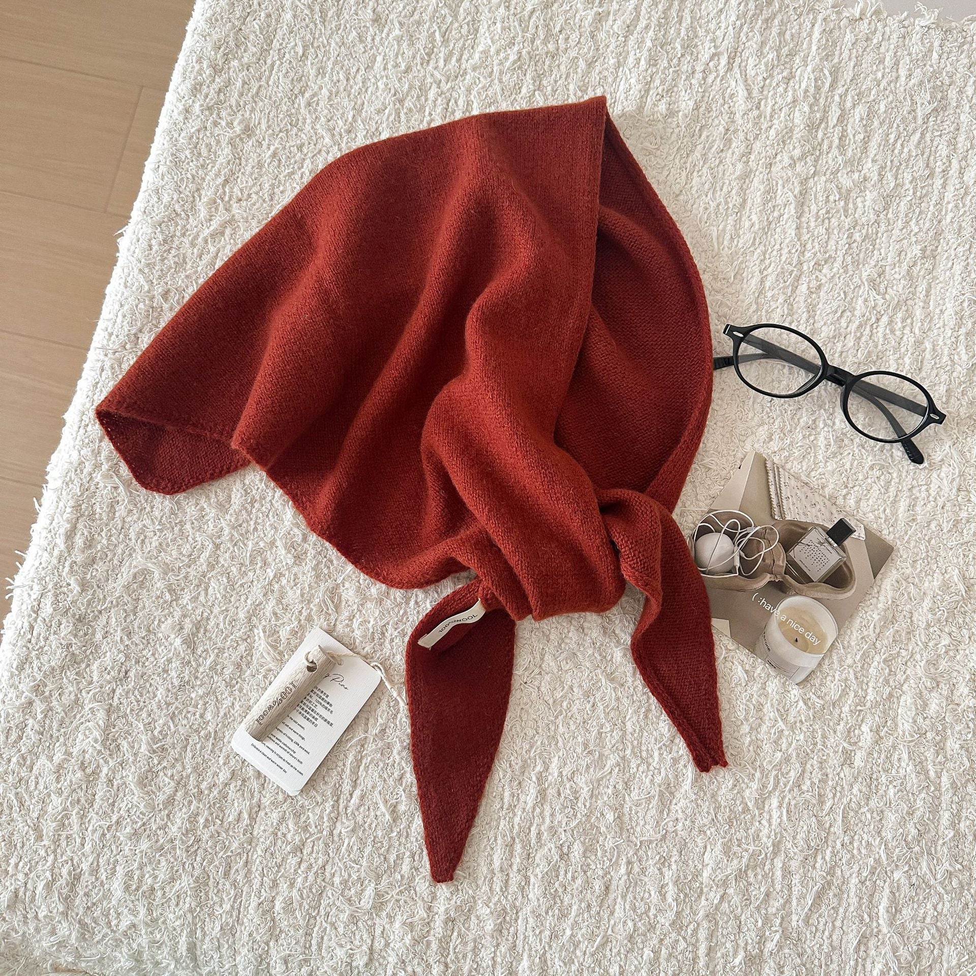 Trendy Solid Color Knit Headscraf Triangle Scarf 6W6NSC91