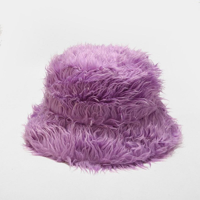 Fluffy Thick Warm Solid Color Winter Bucket Hat 6W6HAT533