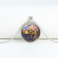 Retro USA Flag Pattern Round Pendant Chain Necklace 8ZA6JNC278T