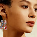 Stylish USA Flag Cherry Pendant Hook Earring 8ZA6JER197L